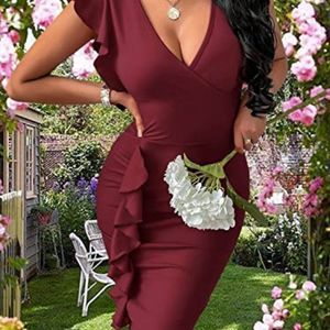 AirZeal Women's Sexy Dresses Ruffle One Shoulder Sleeveless Bodycon